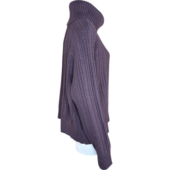 Studio Park Shawn Killinger Cold Shoulder Cable Knit Sweater Huckleberry Large - Picture 10 of 12